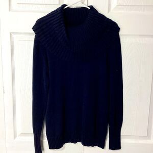 Nautica Cowl Neck Sweater Deep Blue Turtleneck L Cotton